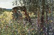 unknow artist Grass playing time oil painting reproduction